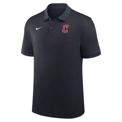 Nike Cleveland Guardians Authentic Collection Striped Victory  Men's Dri-fit Mlb Polo In Black