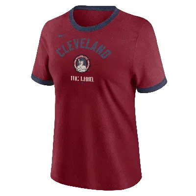 Nike Cleveland Guardians City Connect  Women's Mlb Ringer T-shirt In Red