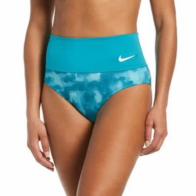 Nike Cloud-dye High-waist Bikini Swim Bottom In Aqua In Blue