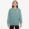 Nike Club Big Kid Girls Crew Neck Fleece Long Sleeve Sweatshirt In Green