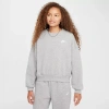 Nike Club Big Kid Girls Crew Neck Fleece Long Sleeve Sweatshirt In Gray