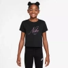 Nike Club Big Kid Girls Crew Neck Short Sleeve Regular Fit Graphic T-shirt In Black