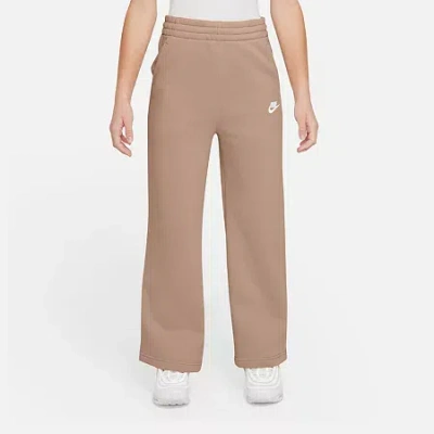 Nike Club Big Kid Girls Wide Leg Regular Fit Fleece Pull-on Pant In Brown