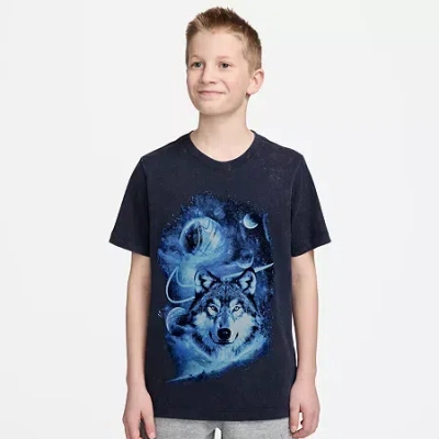 Nike Club Big Kid Unisex Crew Neck Short Sleeve Classic Fit Graphic T-shirt In Black