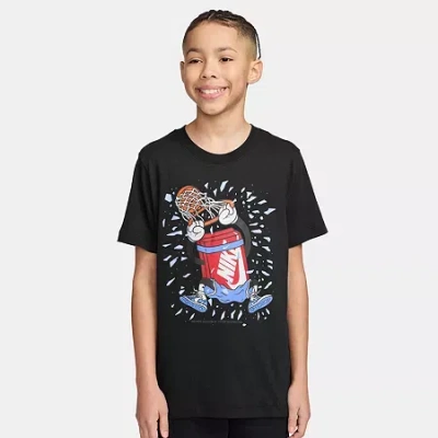 Nike Club Big Kid Unisex Crew Neck Short Sleeve Regular Fit Graphic T-shirt In Black