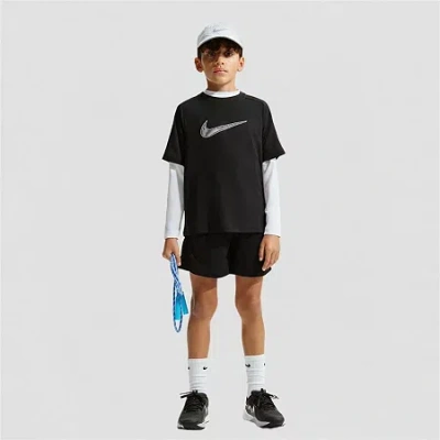 Nike Club Big Kid Unisex Crew Neck Short Sleeve Regular Fit Graphic T-shirt In Black