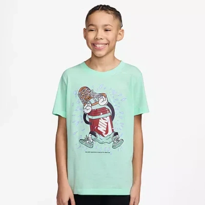 Nike Club Big Kid Unisex Crew Neck Short Sleeve Regular Fit Graphic T-shirt In Green