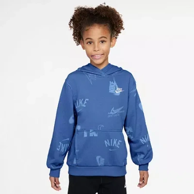 Nike Club Big Kid Unisex Long Sleeve Active Hoodie In Blue