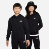Nike Club Big Kid Unisex Long Sleeve Fleece Active Hoodie In Black