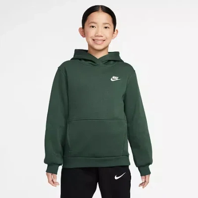 Nike Club Big Kid Unisex Long Sleeve Fleece Active Hoodie In Green