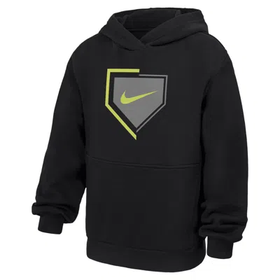 Nike Club Big Kids' Baseball Pullover Fleece Hoodie In Black