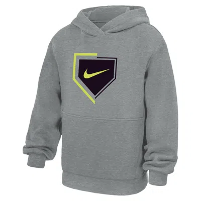 Nike Club Big Kids' Baseball Pullover Fleece Hoodie In Gray