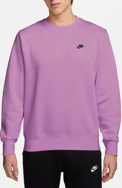Nike Club Brushed Fleece Crewneck Sweatshirt In Purple