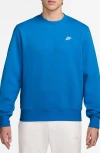 Nike Club Brushed Fleece Crewneck Sweatshirt In Blue