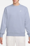 Nike Club Brushed Fleece Crewneck Sweatshirt In Blue