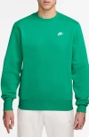 Nike Club Brushed Fleece Crewneck Sweatshirt In Green