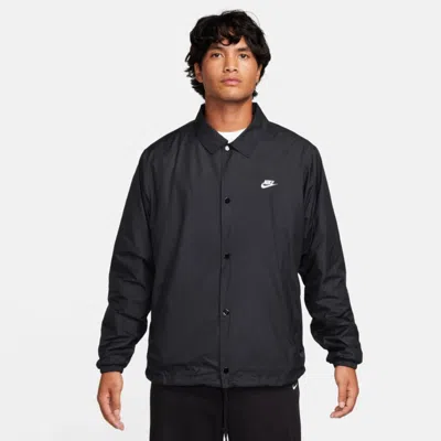 Nike Club Coaches Jacket Men's Black Snap Front Long Sleeve Active Kfc600 In Multi