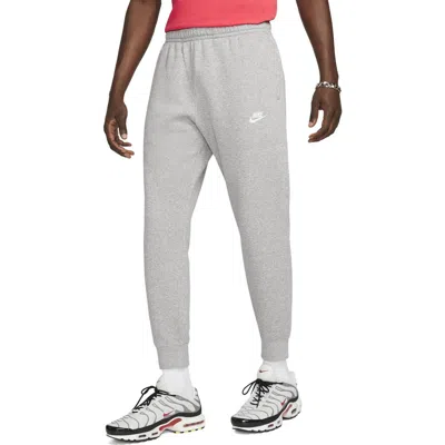 Nike Club Cotton Blend Fleece Joggers In Dark Grey/grey/white