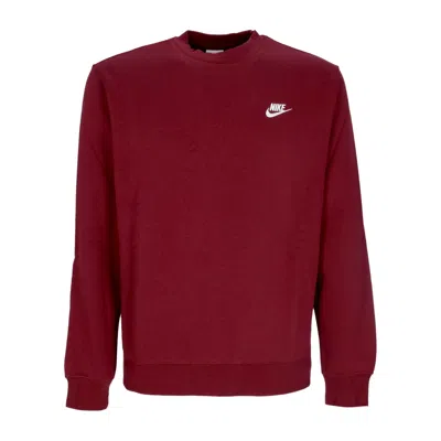Nike Club Crew Bb Men's Crewneck Sweatshirt Dark Beetroot/white In Red