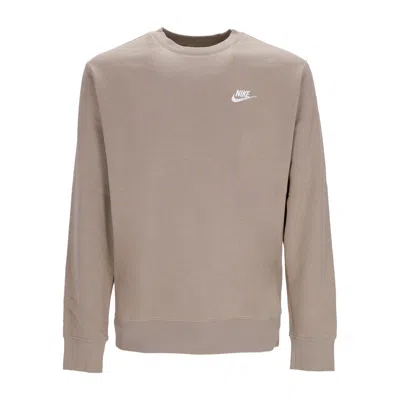 Nike Club Crew Bb Men's Crewneck Sweatshirt Khaki/white In Gray