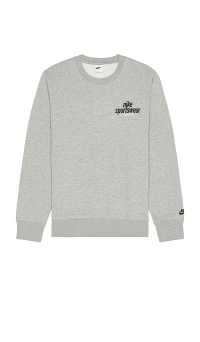 Nike Club Crew Neck Sweatshirt In Dark Grey Heather & Black
