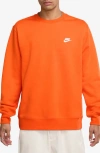 Nike Men's  Sportswear Club Fleece Crew In Safety Orange/white