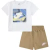 Nike Babies'  Club Express Graphic T-shirt & Shorts Set In Parachute Beige