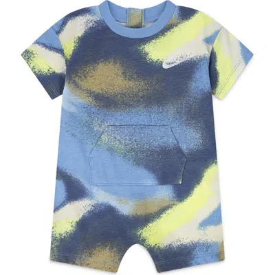 Nike Babies'  Club Express Spray Paint Romper In Blue Beyond