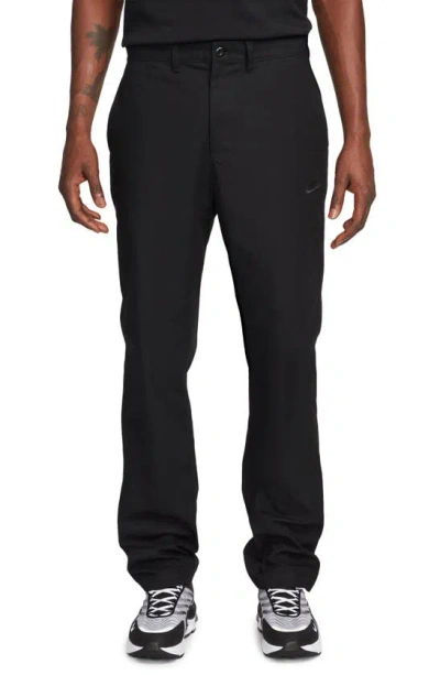 Nike Club Flat Front Straight Leg Chinos In Black/black