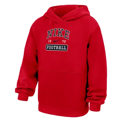 Nike Club Fleece Big Kids' Football Pullover Hoodie In Red