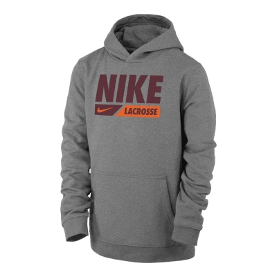 Nike Club Fleece Big Kids' Lacrosse Pullover Hoodie In Grey