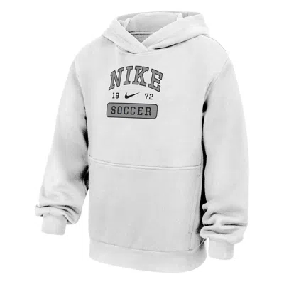 Nike Club Fleece Big Kids' Soccer Pullover Hoodie In White