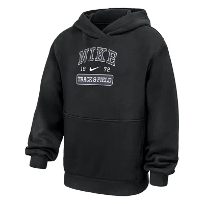 Nike Club Fleece Big Kids' Track And Field Pullover Hoodie In Black