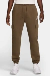 Nike Club Fleece Cargo Sweatpants In Brown