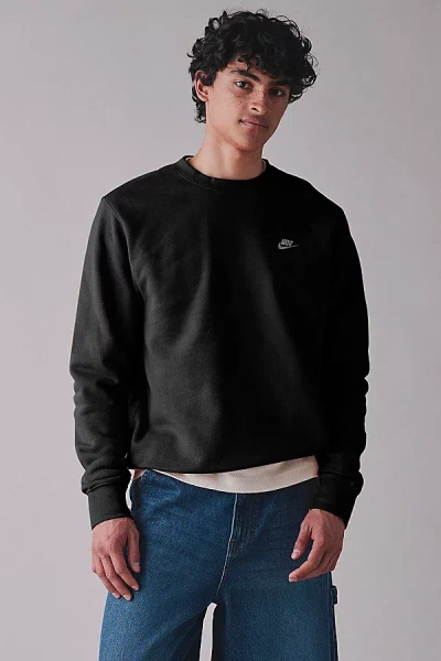 Nike Club Fleece Crew Neck Sweatshirt In Black, Men's At Urban Outfitters