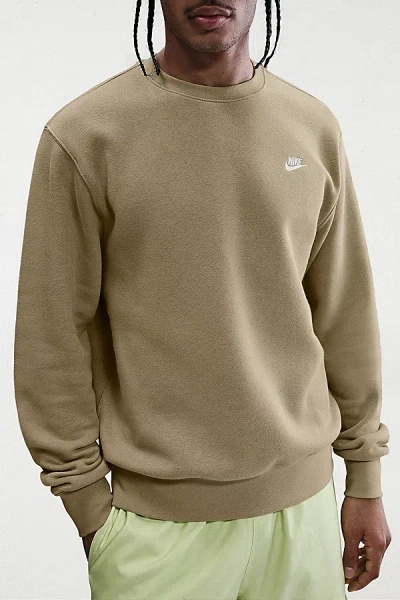 Nike Club Fleece Crew Neck Sweatshirt In Parachute Beige, Men's At Urban Outfitters In Brown