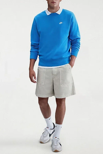 Nike Club Fleece Crew Neck Sweatshirt In Photo Blue, Men's At Urban Outfitters