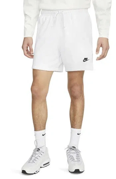 Nike Club Fleece French Terry Shorts In White/white/black