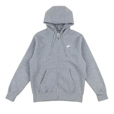 Pre-owned Nike Club Fleece Fz Hoodie 'dark Grey Heather/light Smoke Grey/white' | Men's Size S In Gray