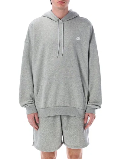Nike Club Fleece Hoodie In Dk Grey Heather,lt Smoke Grey,white