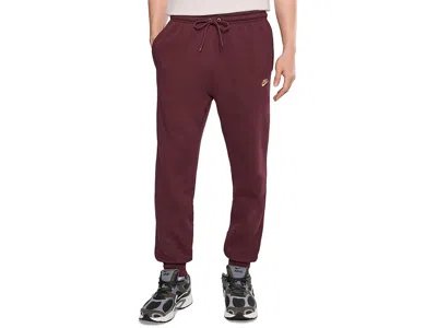 Nike Club Fleece Joggers Men's Workout Burgundy Crush/metallic Gold: Lg 32, Cotton/polyester In Brown