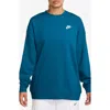 Nike Club Fleece Loose Fit Crewneck Sweatshirt In Blue