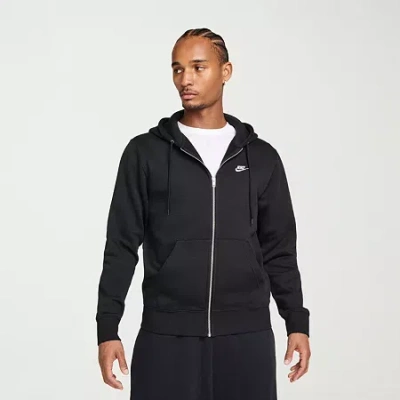 Nike Club Fleece Mens Long Sleeve Fleece Zipper Active Hoodie In Black