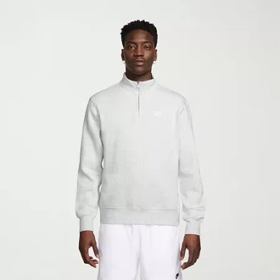 Nike Club Fleece Mens Mock Neck Long Sleeve Sweatshirt In Gray