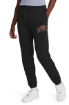 Nike Men's Club Fleece Cuffed Pants In Black/ Safety Orange
