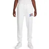 Nike Men's Club Fleece Arched Varsity Graphic Cuffed Sweatpants In White/safety Orange