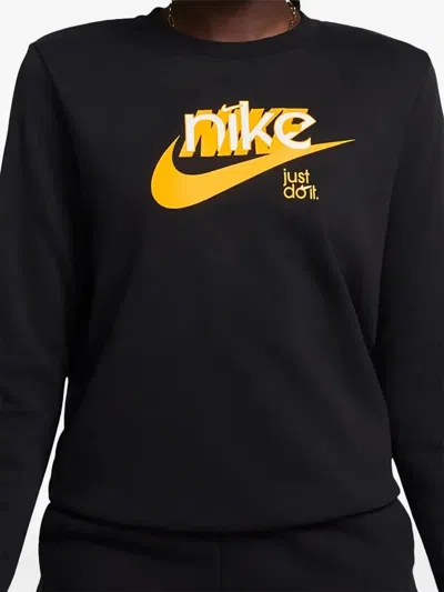 Nike Club Fleece Sweatshirt In Black,university Gold,white