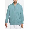 Nike Club Fleece Zip Hoodie In Blue