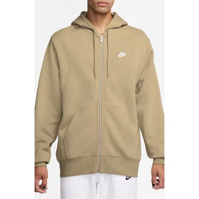 Nike Club Fleece Zip Hoodie In Brown