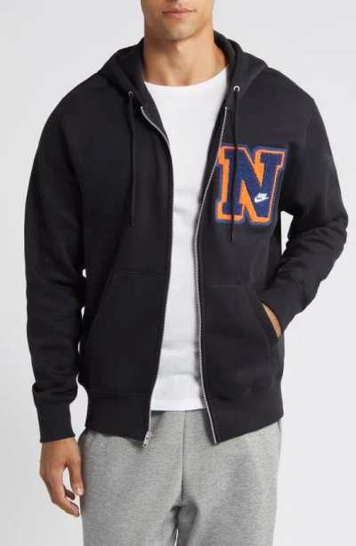 Nike Club Fleece Zip Hoodie In Black